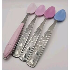 4 VTG Munchkin Baby Spoon Rubber 1996 90s Stainless Steel Pink Blue‎ Tip Infant